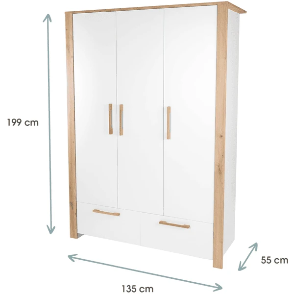 Kindsgard Armario Hemme 3 Puertas Blanco/roble 4 Kindsgard Armario Hemme 3 Puertas Blanco/roble - Imagen 2